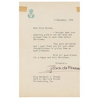 Princess Grace of Monaco Typed Letter Signed