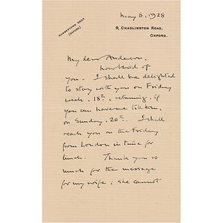 Charles Scott Sherrington Autograph Letter Signed