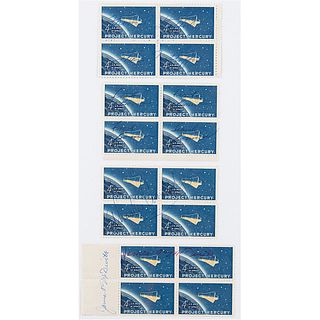 Gemini Astronauts (4) Signed Stamp Blocks