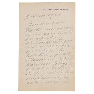 Claude Monet Autograph Letter Signed