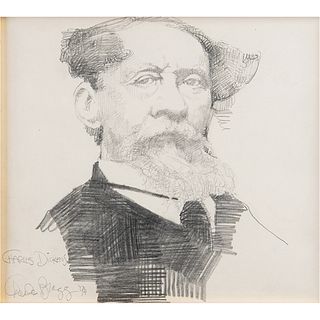 Charles Bragg Signed Sketch of Charles Dickens