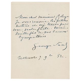 George Sand Autograph Letter Signed