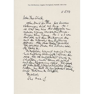 W. G. Sebald Autograph Letter Signed