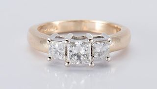 14K 3 stone Princess Diamond Ring