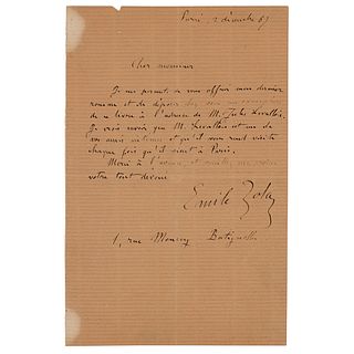 Emile Zola Autograph Letter Signed