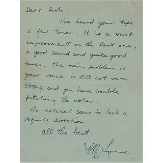 Jeff Lynne Autograph Letter Signed