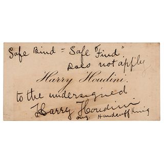 Harry Houdini Signed Calling Card