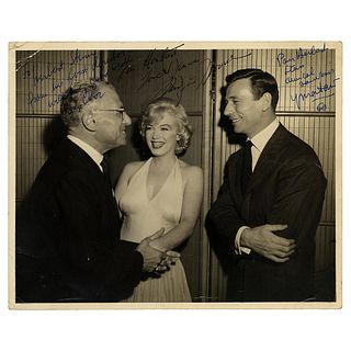 Marilyn Monroe Signed Photograph with George Cukor and Yves Montand