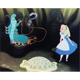 Alice and Caterpillar dye transfer print from Alice in Wonderland