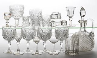 ASSORTED CUT / ENGRAVED GLASS ARTICLES, LOT OF 17