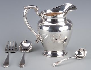 Sterling Pitcher and 3 pcs Flatware