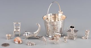 10 Miniature Silver Novelty Items