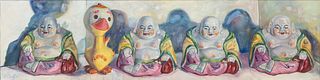 VICKI CHELF, Four Buddhas and a Duck, print