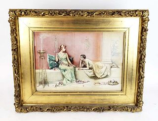 L9 Perris Signed Watercolor of Rome D?cor, Dated 1890