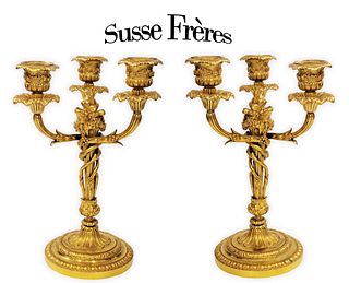 Pair Of 19th Century French Gilt Bronze Susse Freres Candelabras
