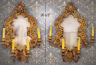 Pair Of 19th C. French Figural Bronze Wall Sconces