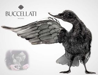 Large M.Buccellati Sterling Silver (914 grams) Imposing Duck With Pointing Wing