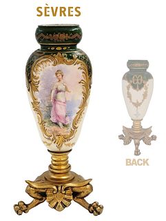 19th C. French Sevres Bronze Mounted Vase