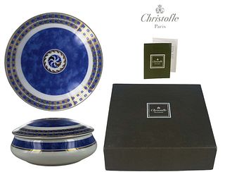 Rounded Box Christofle Porcelain ' Byzantium Blue '