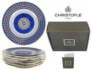 Set Of 6 Christofle Porcelain 'Byzantium Blue' Bread Plates