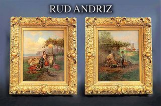 Pair Of 19th Century Oil On Canvas Signed By Rud Andriz
