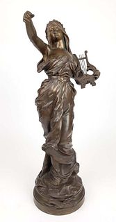 French Marcel Debut ' Musique '  Bronze Sculpture
