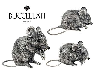 Lot of 3, M.Buccellati (282 g) Sterling Silver Mice
