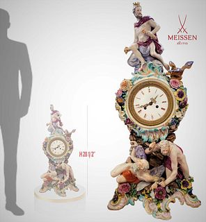 Large 19th C. Figural Meissen Porcelain Clock