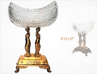 Empire Style Figural Bronze Top Crystal Centerpeice