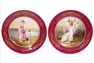 Pair of 19th C. Royal Vienna Mythological Cabinet Plates