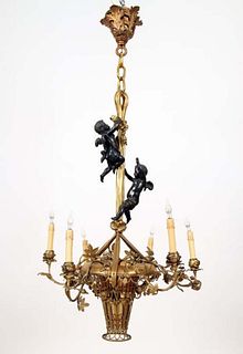 Late 19th C. French Bronze Figural Chandelier