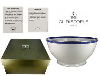 Christofle Porcelain Salad Serving Bowl ' Ocean Blue '