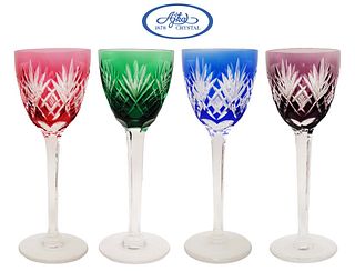 Set Of 4 Ajka Of Hungary Crystal Wine Glasses