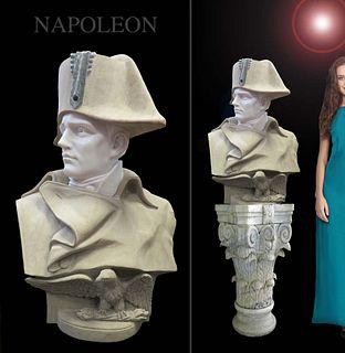 Monumental 19th C. French Marble Bust of Napoleon
