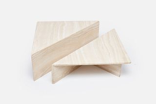 Up & Up, Two-Part Travertine Coffee Table