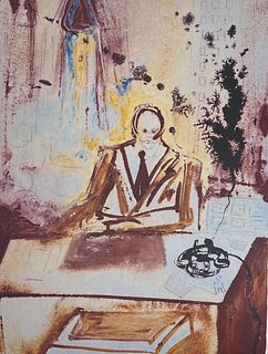 Salvador Dali~ 'The Businessman'~ Poster 1989 Surrealism Multicolor