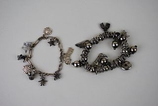 Vintage Sterling Silver Rose Bead & Charm Bracelets