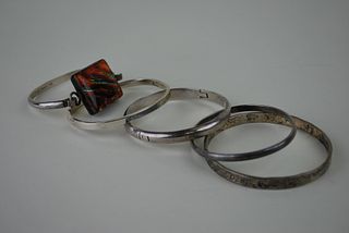 Vintage Taxco Collection of Sterling Silver Bangle Bracelets