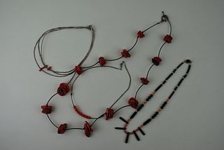 Vintage Red & Black Coral Necklace Collection