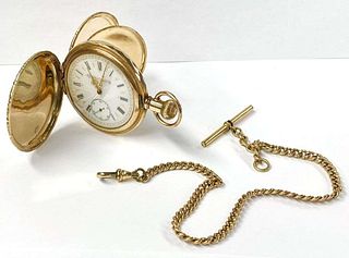 Vintage 14k Gold Filled Elgin Pocket Watch With 1/20 12k Gold Filled Chain