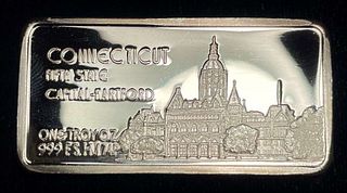 Connecticut 5th State 1 ozt .999 Silver Bar