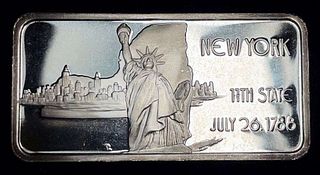 New York 11th State 1 ozt .999 Silver Bar