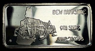 New Hampshire 9th State 1 ozt .999 Silver Bar