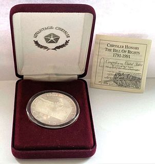 1791-1991 U.S. Bill Of Rights Commemorative 1 ozt .999 Silver Chrysler Corporation