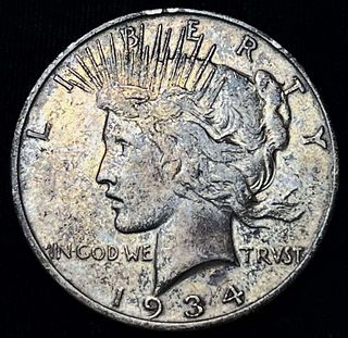 1934-D Peace Silver Dollar AU Details