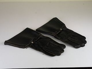 WWII Vintage Leather Gauntlet Gloves Motorcycle/ Automobile