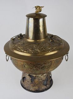 Vintage Chinese Brass Hot Pot