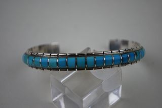 Vintage Navajo Petite Turquoise Cuff Bracelet~ Signed