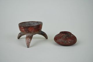 Chupicuaro Polychrome Spider-leg Tripod Bowl & Miniature Vessel~ Ca. 400- 100 B.C.