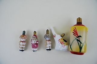 Vintage Figural Milk Glass Light Bulbs~ Set of 5~ Santa Claus